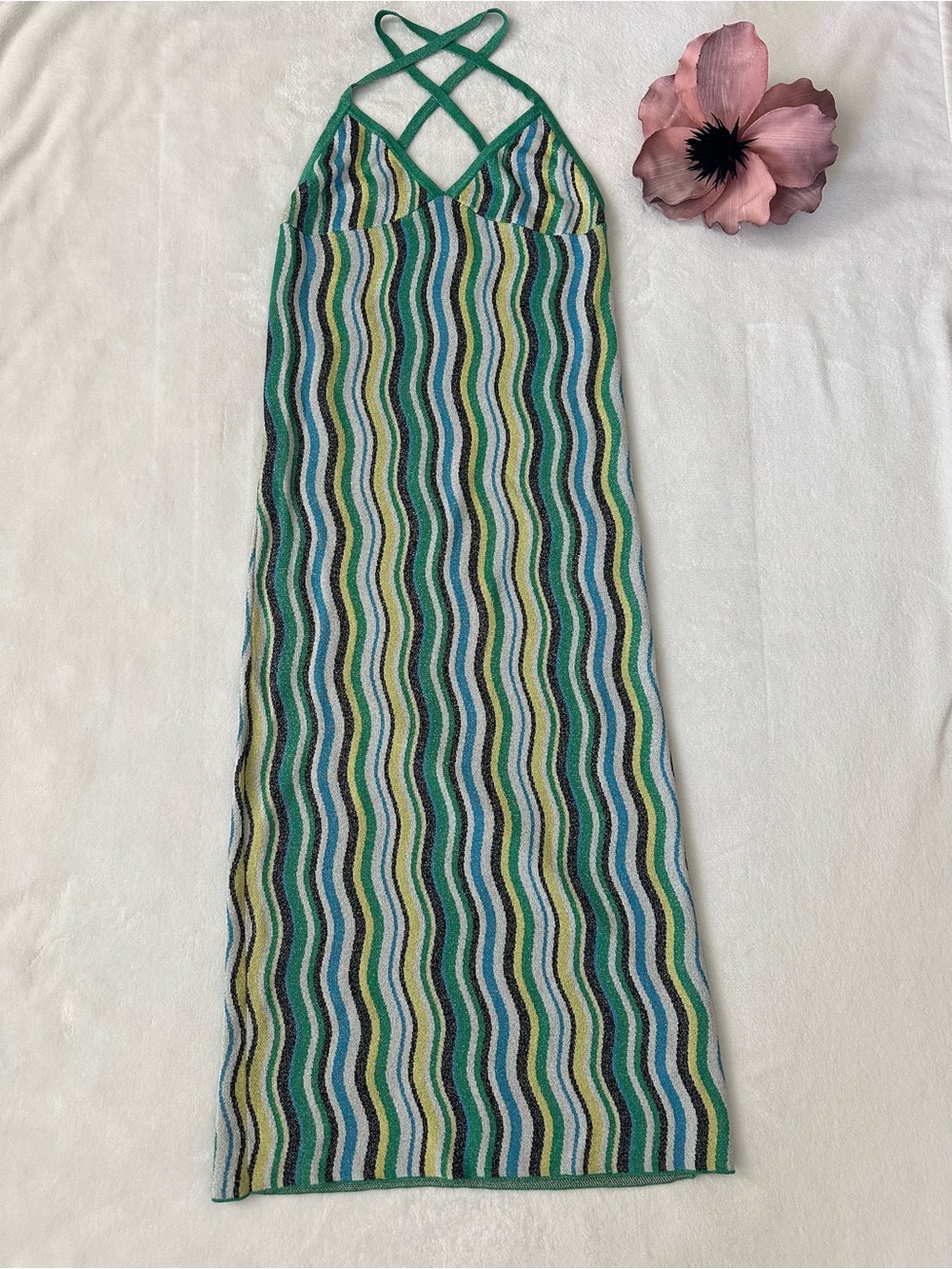 SIMON MILLER Candy Swirl Comet Wave Print Midi Dress Size XL